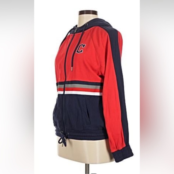 Varsity Style Red and Blue Women's Jacket - Picture 3 of 6